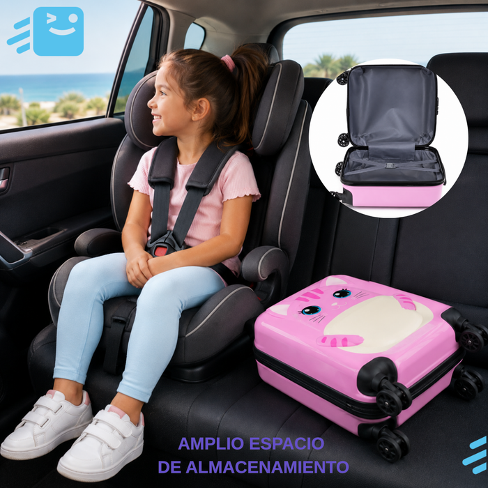 Maleta Ruedas Niños Carry On Infantil Rígida Diseño Gatito