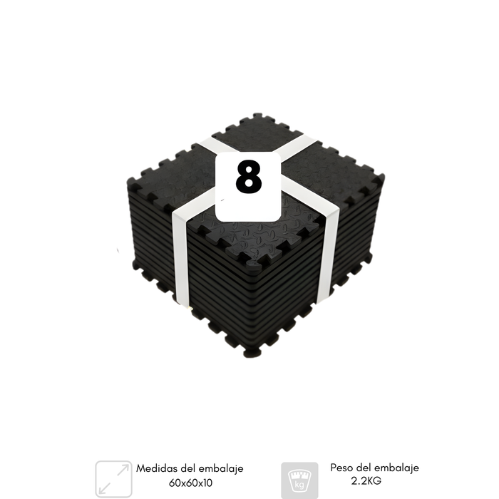 iso De Goma Eva Deportiva 60x60 Set 8 Pieza Antideslizante Negro
