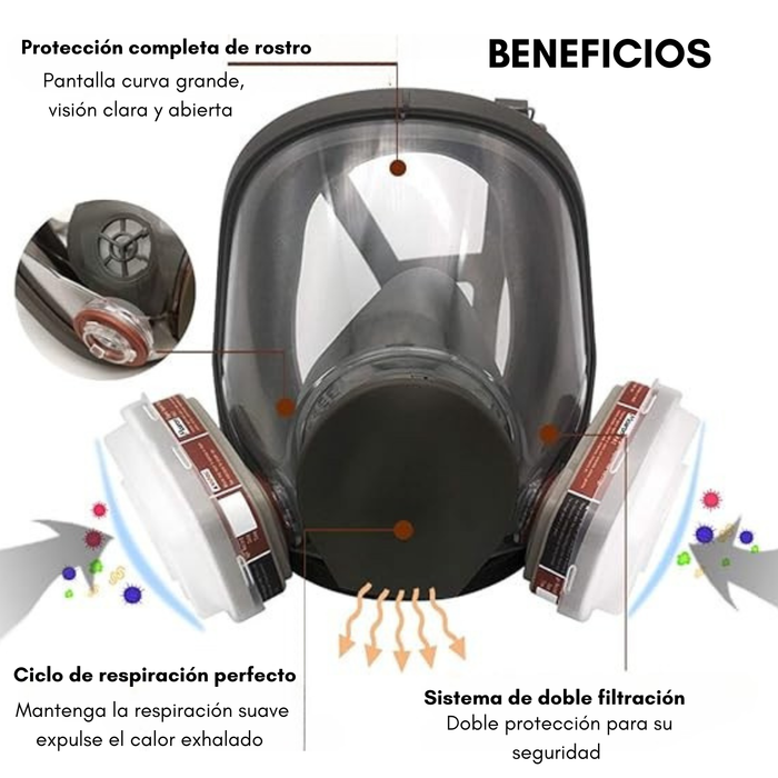 Mascara Gas Full Face 6800 + Filtros Respirador + Filtros U