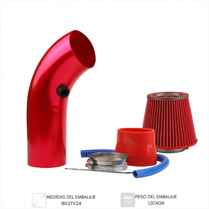 Kit Inducción Corta + Filtro De Aire Cónico Universal Auto
