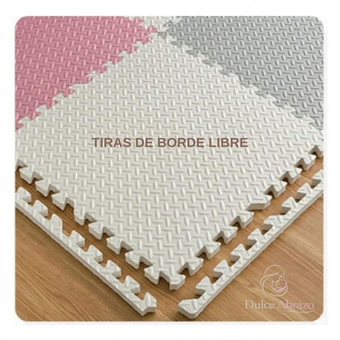 Piso Goma Eva Bebé 4 Piezas Alfombra Antigolpes Puzzle 60x60 Rosa