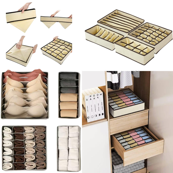Organizador De Ropa Interior Calcetines Organizador De Cajones Almacenador Closet Interior Hogar Pack X4
