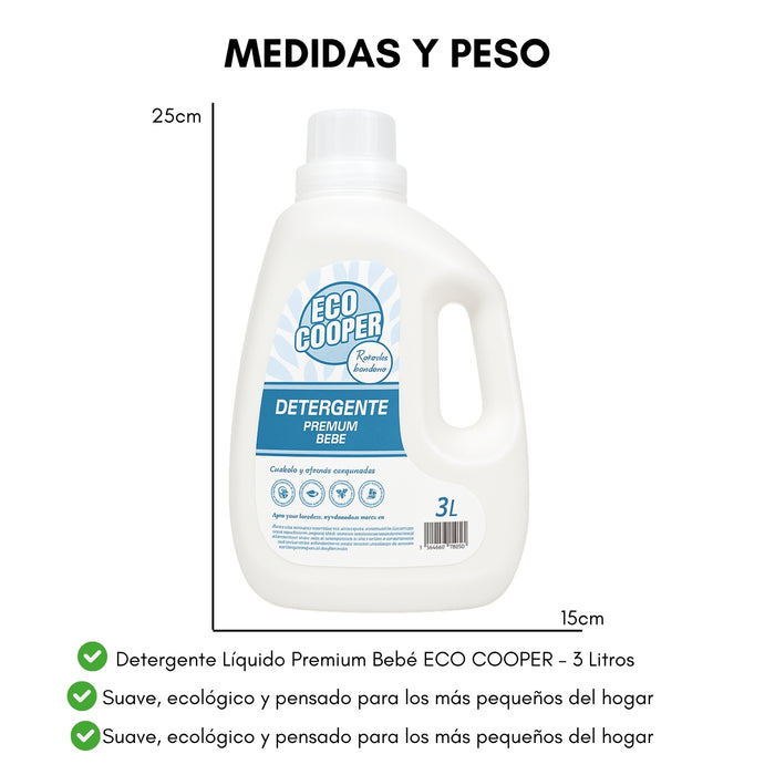 Detergente Bebe Hipoalergénico Suavizante Premium 3 Litros