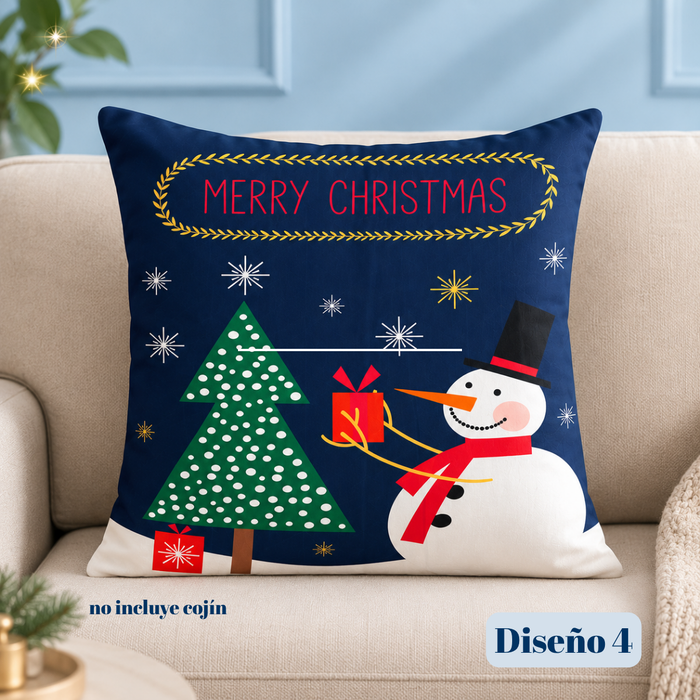 Pack 4 Fundas Cojín Navideñas 45x45 Cm Decorativas Navidad PAPÁ NOEL