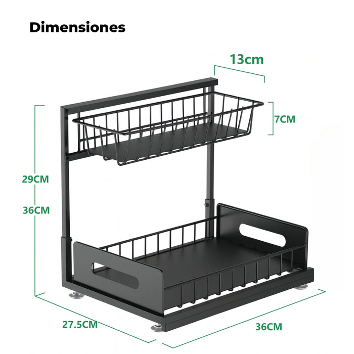 Organizador Estante Multiuso Bajo Lavaplatos Cocina Baño
