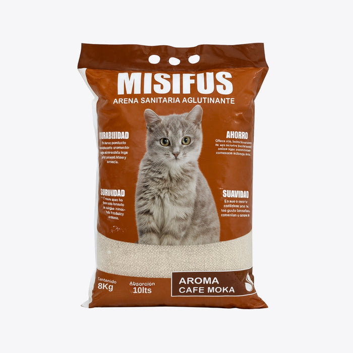 Arena Sanitaria Aglutinante Misifus 8kg Aroma Cafe Moka
