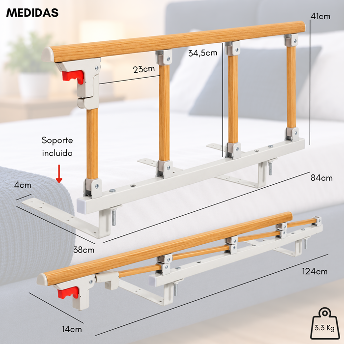 Baranda De Cama Lateral Anticaída Para Cuidado Adulto Mayor