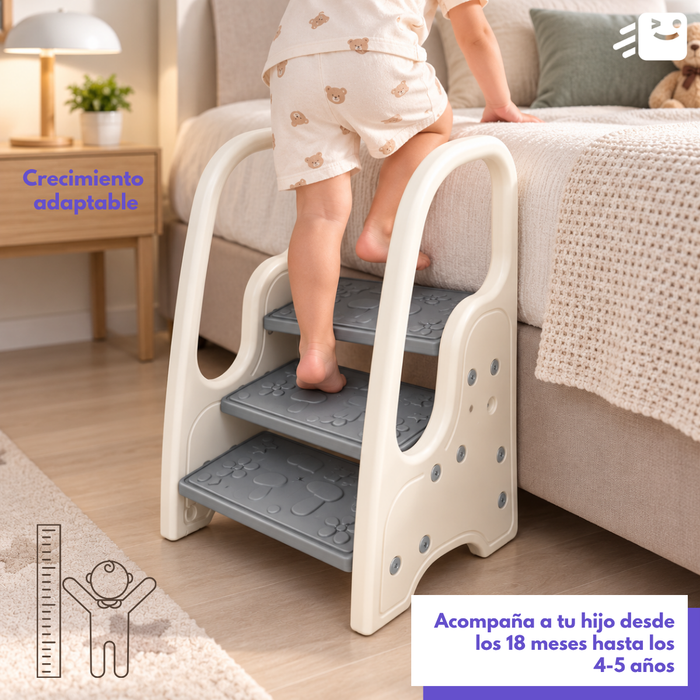 Escalera Infantil Mini 3 Peldaños Con Barandas Para Niños