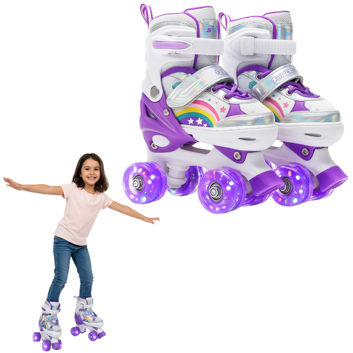 Patines Rollers 4 Ruedas Ajustables Con Luces Led Niñas Morado 50.5 Mm S (29 - 33)