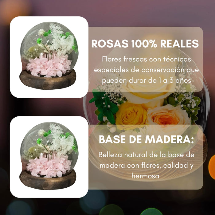 Rosas Eternas Flores Artificiales Decoracion Hogar Luz Led