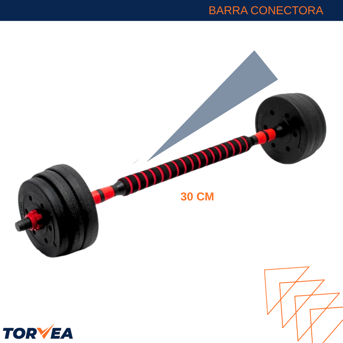 Set Mancuernas Y Barra Ajustable 20kg Pesas Para Ejercicio Rojo