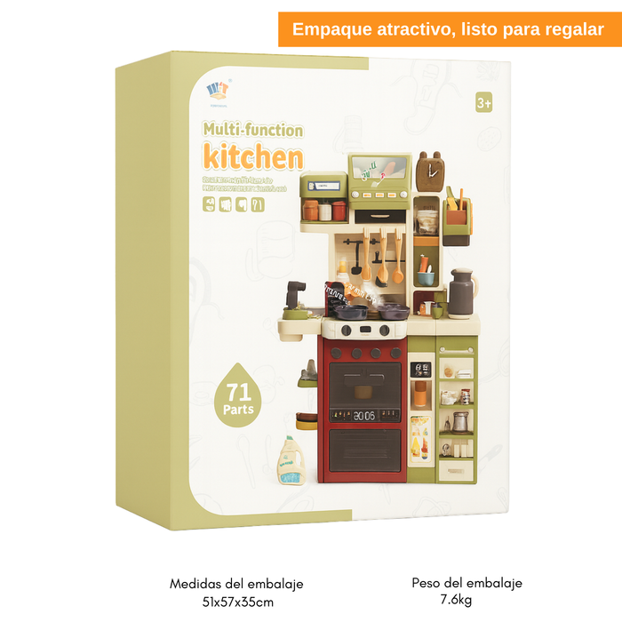 Cocina De Juguete Grande 122cm Niños Kitchen Con 71 Piezas Verde