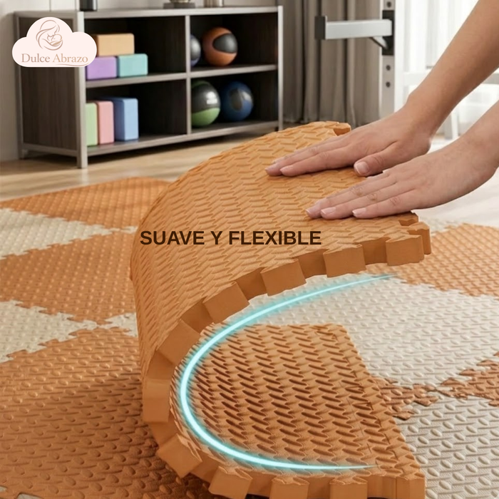 Piso Goma Eva Bebé 4 Piezas Alfombra Antigolpes Puzzle 60x60 Naranja
