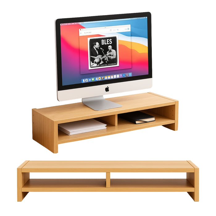 Soporte Monitor Con Estante Almacenamiento De 2 Niveles