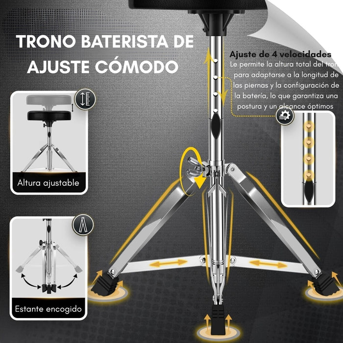 Sillin Para Batería Piso Taburete Redondo Altura Ajustable