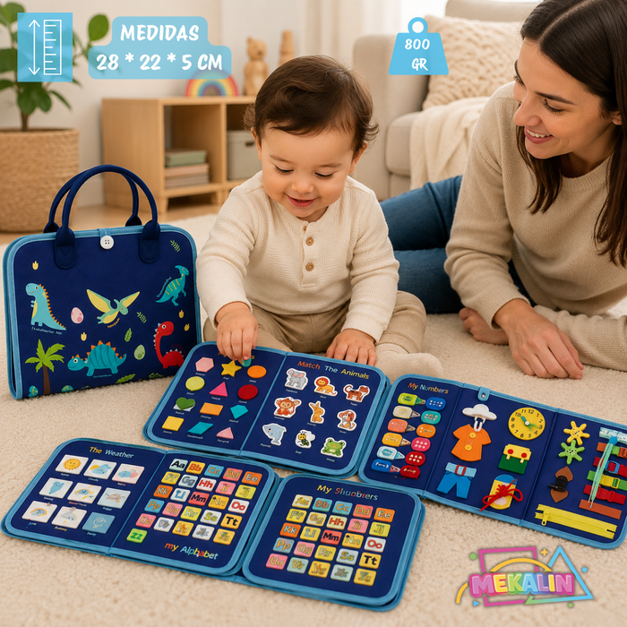 Libro Sensorial Montessori Tablero Didáctico Juego Tela 8pag