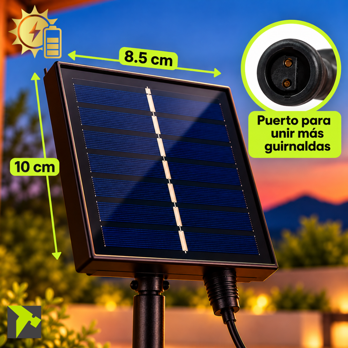 Guirnalda Led Solar 10 Metros 10 Ampolletas Vintage Exterior