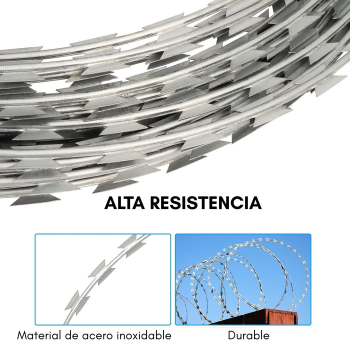 Alambre De Puas Concertina Galvanizada 30 Cm X 10 Mt