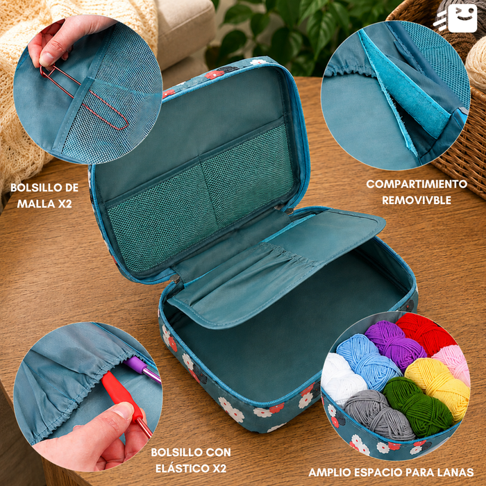 Set Estuche Crochet Silicona Tejidos Palillos Para Tejer