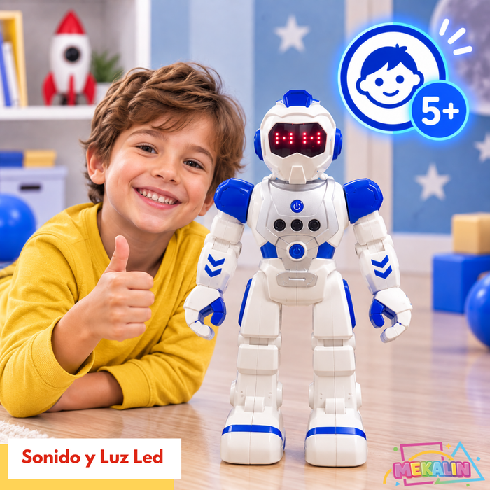 Robot Inteligente Juguete Niños Control Remoto Luz sonido Programable Con Sensor De Gestos Movimiento Visor LED Música Baile Batería Recargable