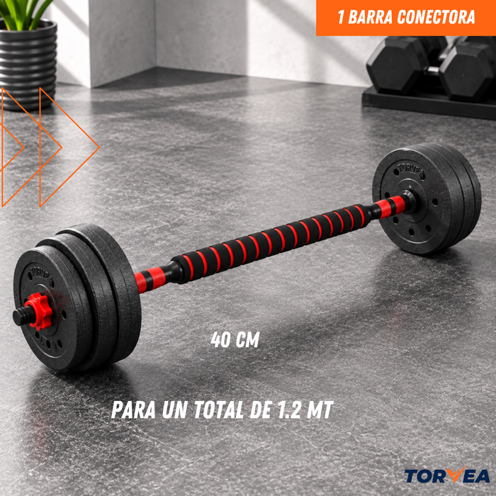 Set Mancuernas Y Barra Ajustable 30kg Pesas Para Ejercicio