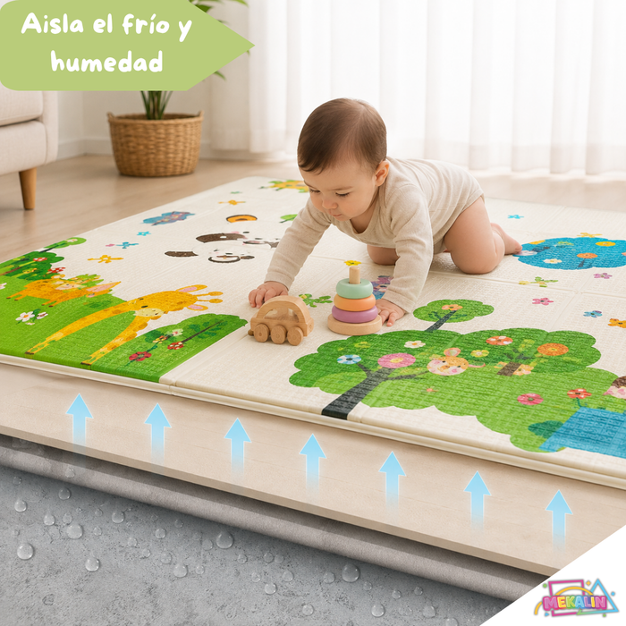 Alfombra Antigolpes Plegable Para Bebés 200x180 Reversible