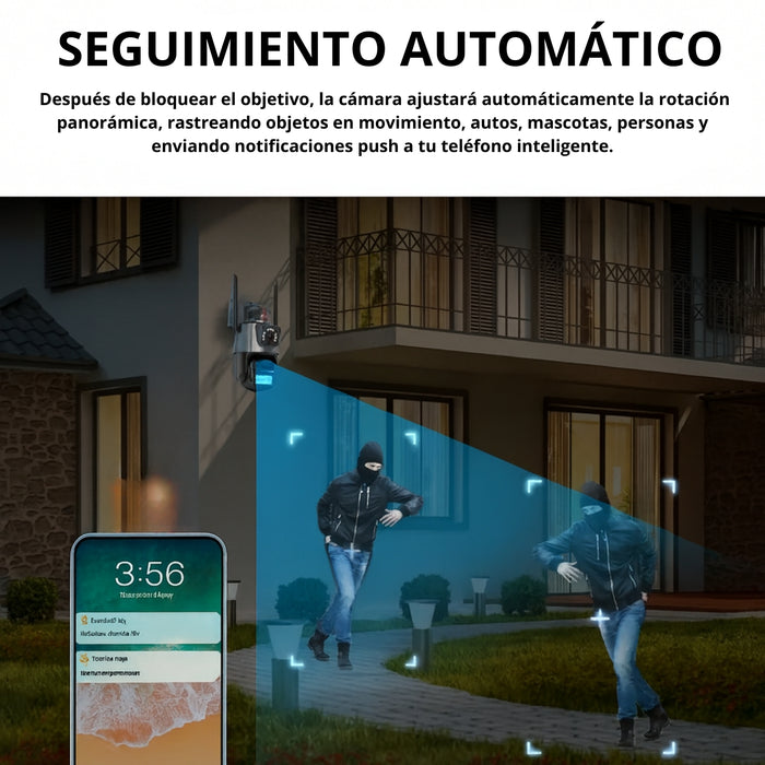 Cámara Domo Wifi Doble Lente Full Hd Con Alarma Seguimiento