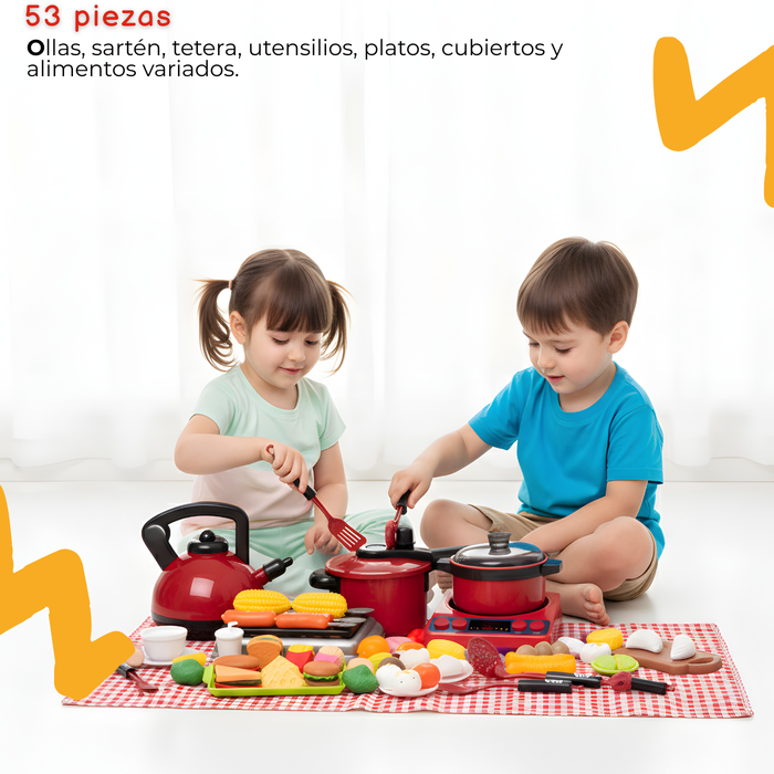 Set De Cocina De Juguete 61pcs Niños Juego De Mini Chef Rojo