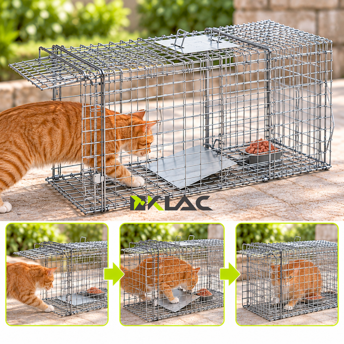 Jaula Trampa Para Gatos Captura Conejo Perro Animales Metálica 93x34,5x37cm