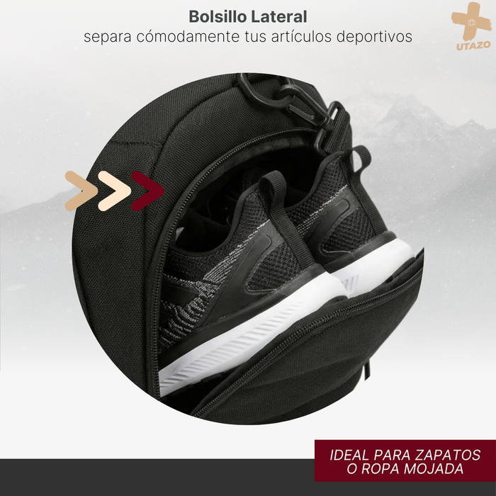 Bolso Deportivo Gym Viaje Duffel 32 Litros Impermeable 3 en 1 Negro