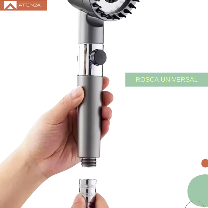 Kit Cabezal Ducha Teléfono Manguera 1,5mt Flexible Ajuste 3 Velocidades Alta Presión Gris