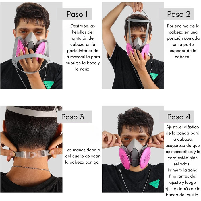Mascara Respirador Reutilizable Antipolvo Quimicos 4 Filtros