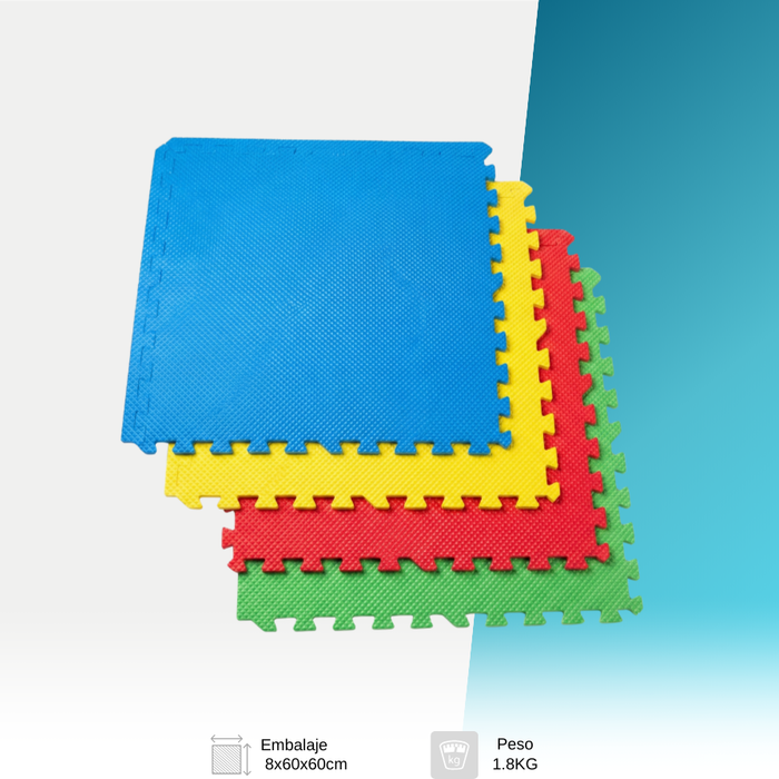 Alfombra Antigolpes Bebé Eva 8 Piezas Colores Puzzle 30x30 Multicolor Lisa