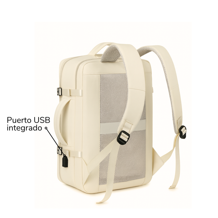 Mochila De Viaje Impermeable Laptop 15.6 Capacidad 20l - Beige - Liso