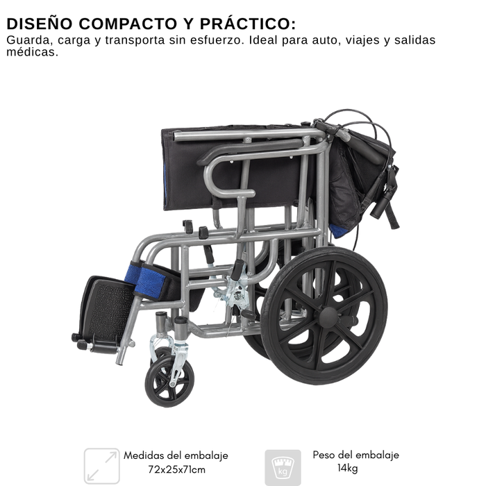 Silla de Ruedas Estándar Geriatrica Plegable Descansa Pies