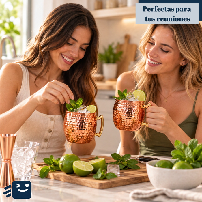 Set De 2 Mugs De Cobre Tragos Moscow Mule Mojito Bar