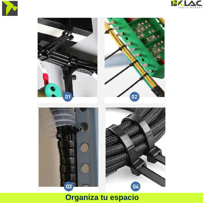 30 Bridas Amarras Cables Cremallera Resistentes 3.6 mm x 250 mm