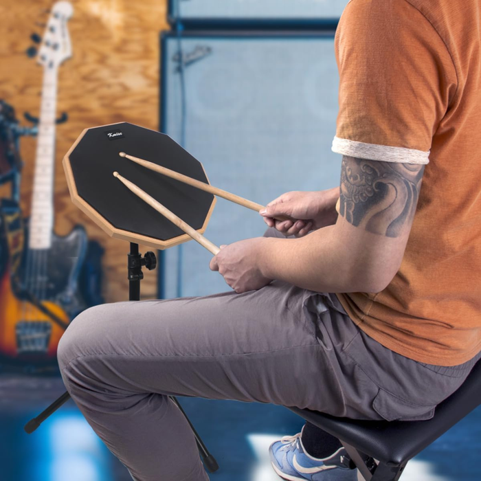 Pad De Práctica Bateria Con Atril Y Bolso Y Baquetas Negro
