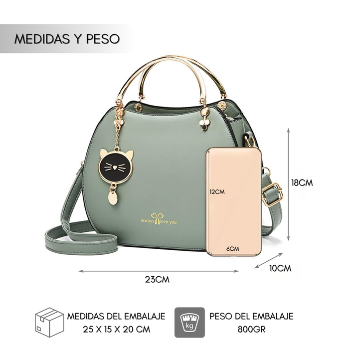 Bolso De Hombro Dama Mujer Bag Cat Bandolera Elegante
