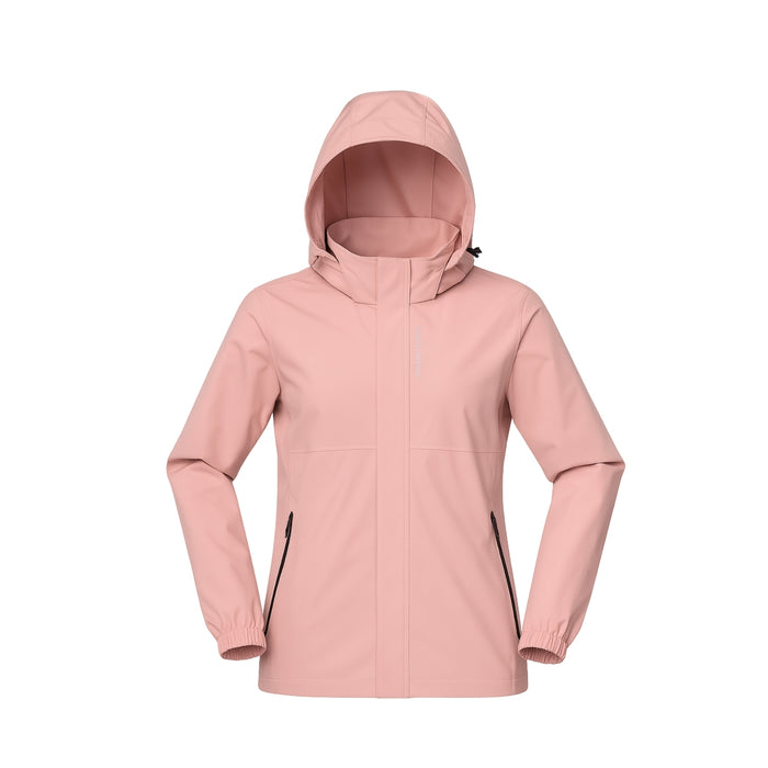 Chaqueta Corta Viento Termica Impermeable Transpirable Mujer Con Gorro Cierre Metalico