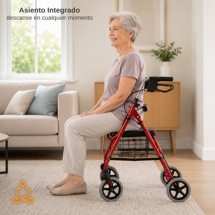 Burrito Andador Ortopédico Plegable 4 Ruedas Con Asiento