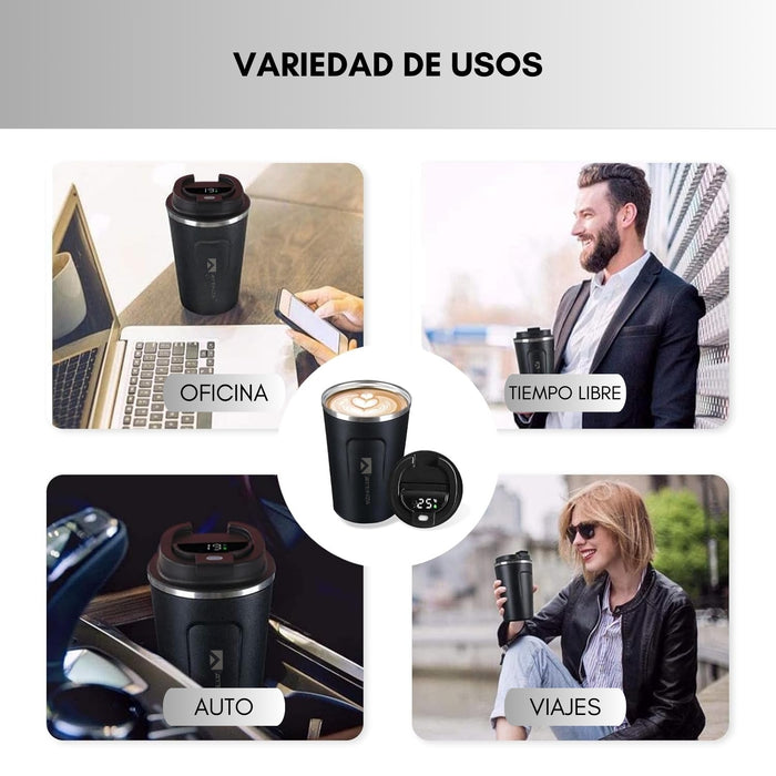 Pack 2 Termo Café Botella Agua Térmica Pantalla Temperatura