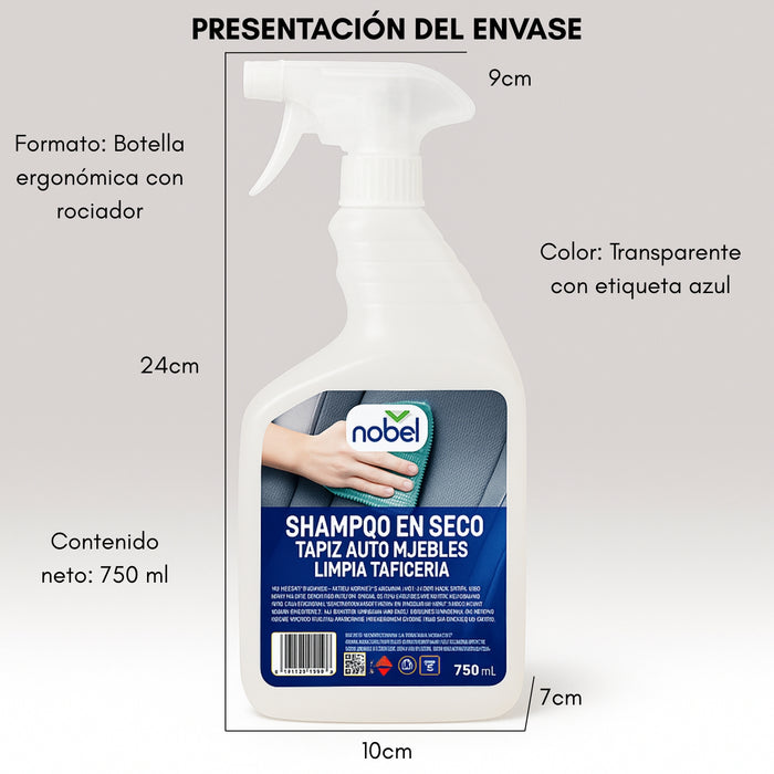 Shampoo En Seco Tapiz Auto Muebles Limpia Tapiceria 750ml