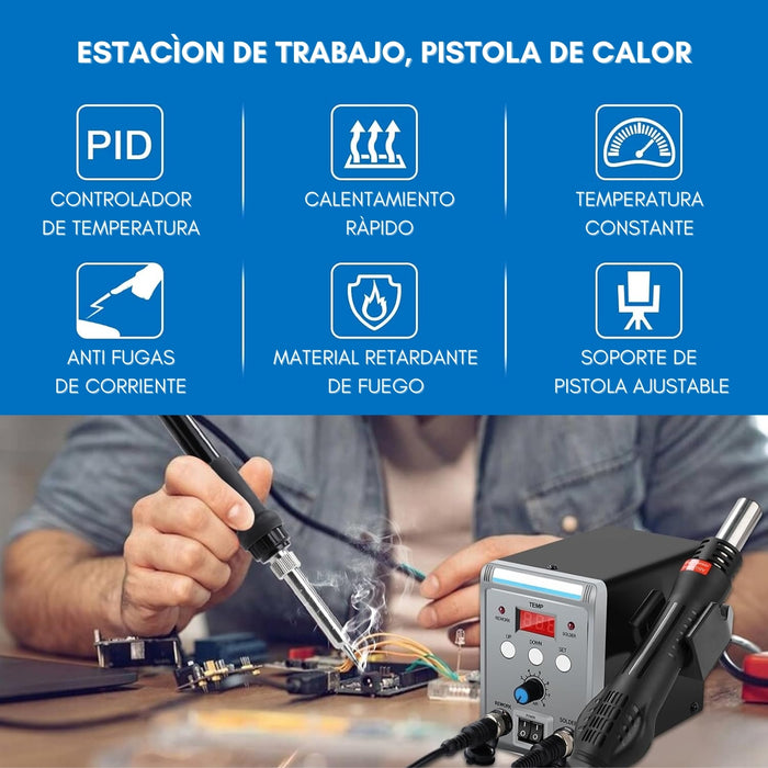 Estacion De Soldadura 700w Cautin Pistola De Aire Electrico
