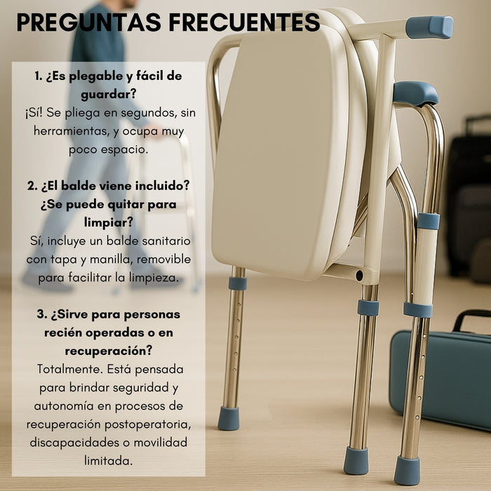 Silla Inodoro Baño Portátil Agarradera Adulto Mayor Ajustable Heizen