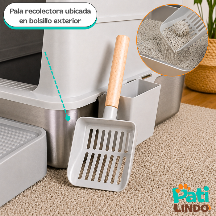 Arenero Acero Inoxidable Para Gatos Extragrande Con Pala