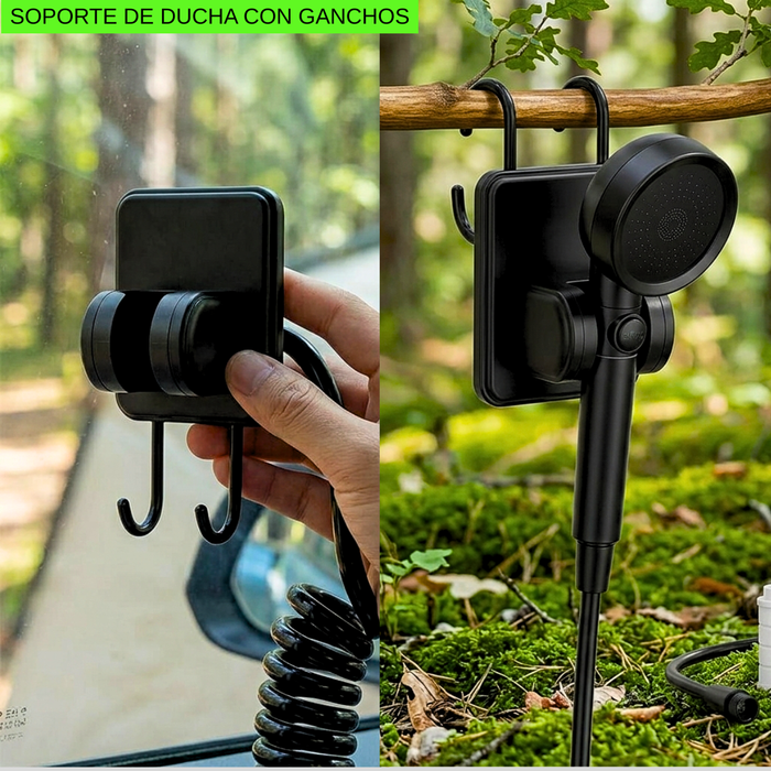 Ducha Camping Portátil 20l Regadera Recargable Led Accesorio Negro