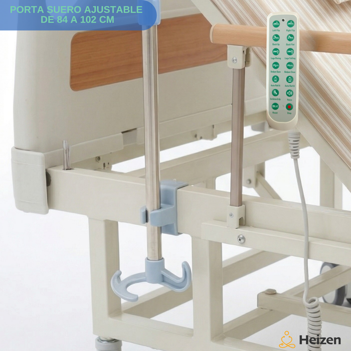 Cama Clínica Catre Eléctrico 260Kg Colchón Bandeja y Control