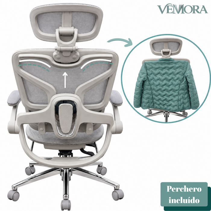 Silla Ergonómica Reclinable Con Soporte Lumbar Y Reposapiés