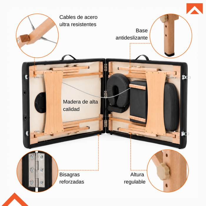 Camilla De Masaje Portátil Plegable Aluminio 2 Cuerpos con Bolso Protector de Traslado